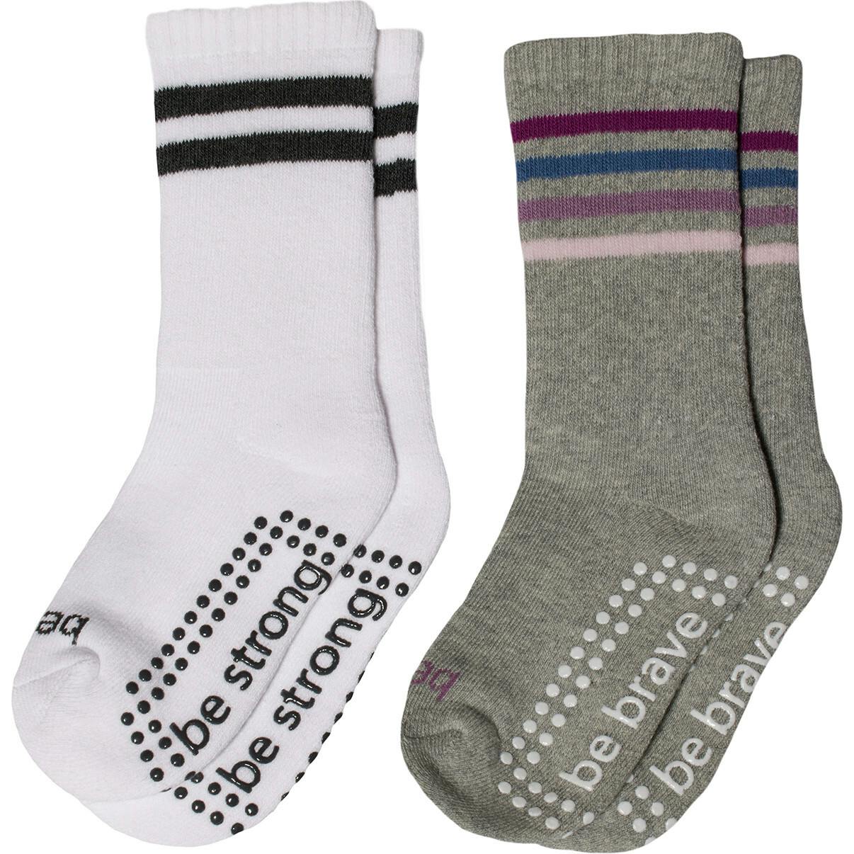 Girls 2 Pack Grip Crew Socks 2T-4T (Haven)