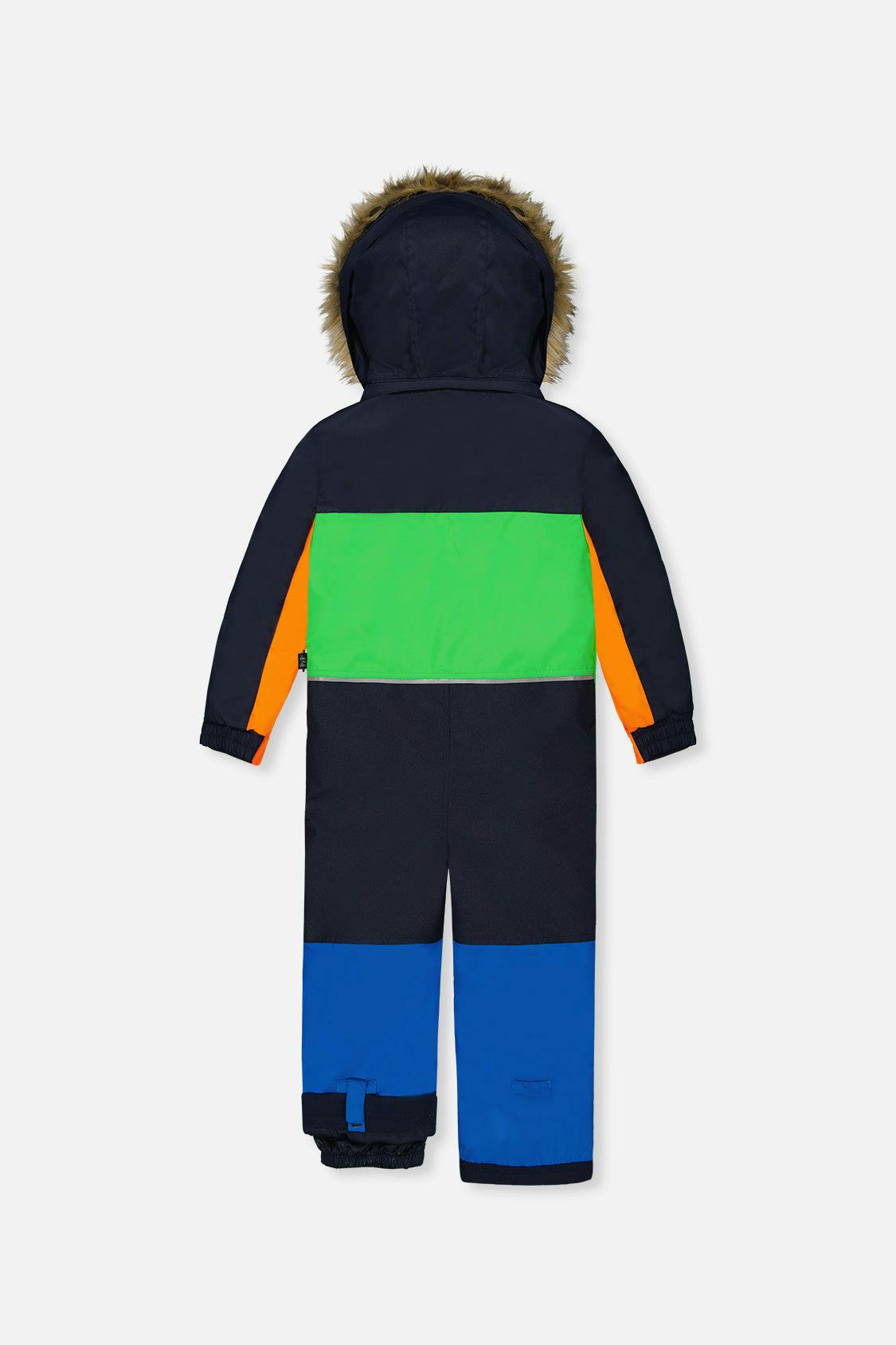 Kids One Piece Discover Snowsuit Blue Green and Orange