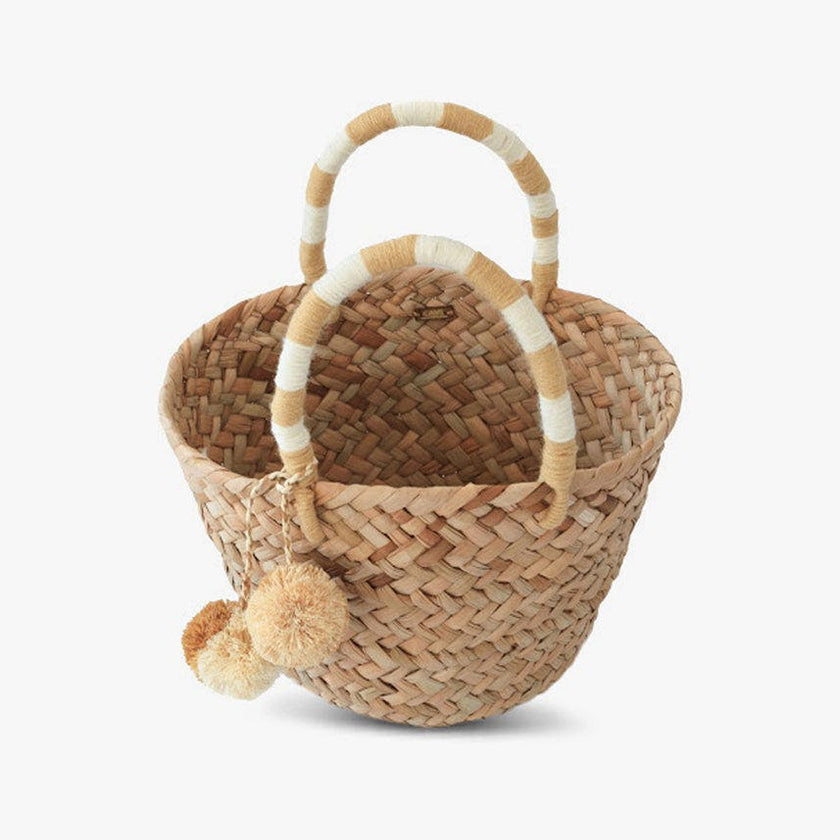 Mini St Tropez Pom Pom Straw Tote