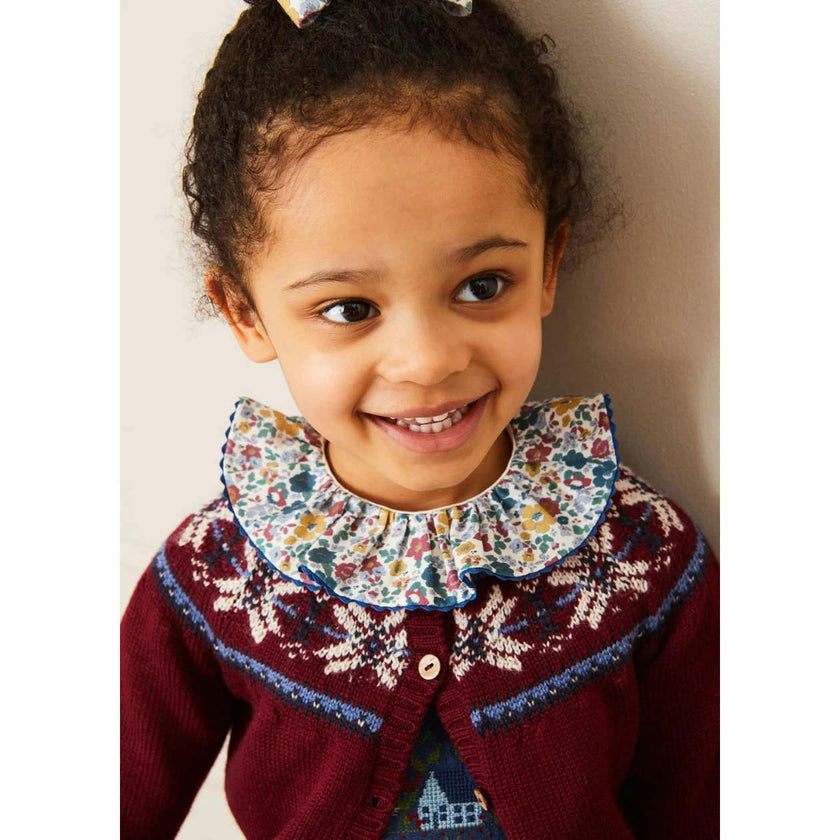 Fair Isle Cardigan in Burgundy (12mths-10yrs)