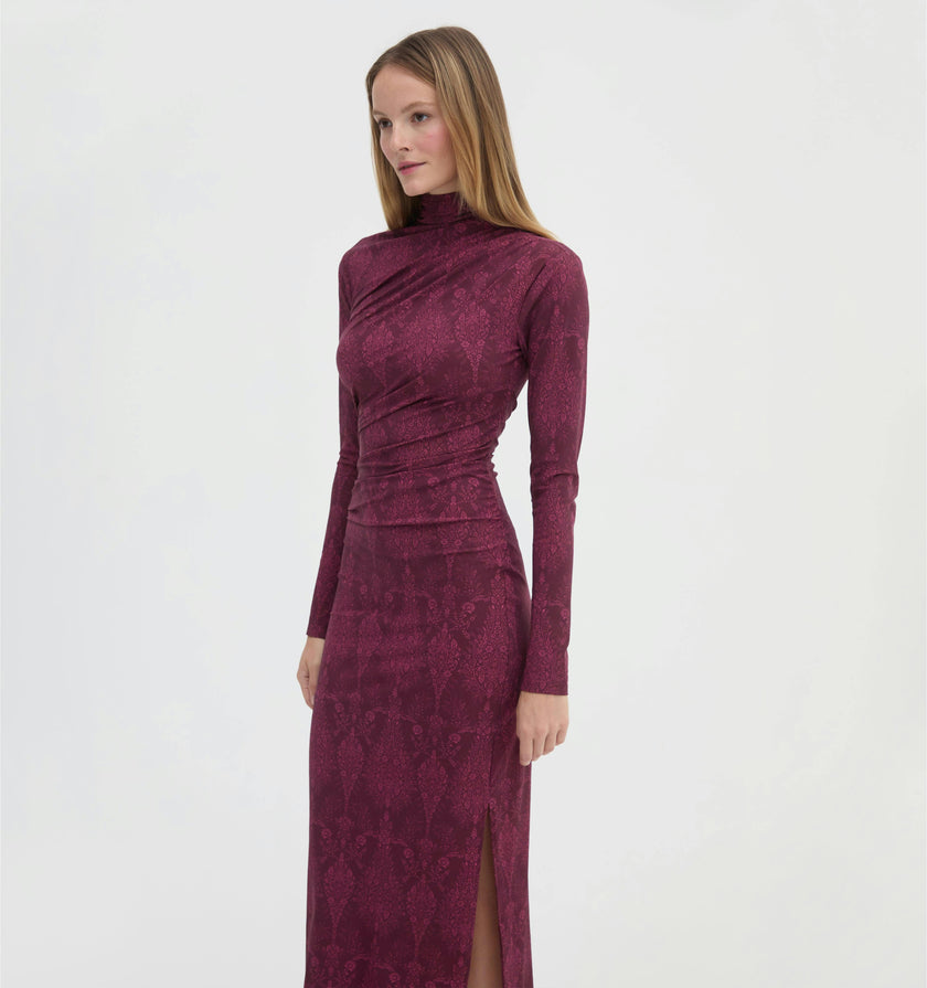 The Rizzo Dress - Plum Damask