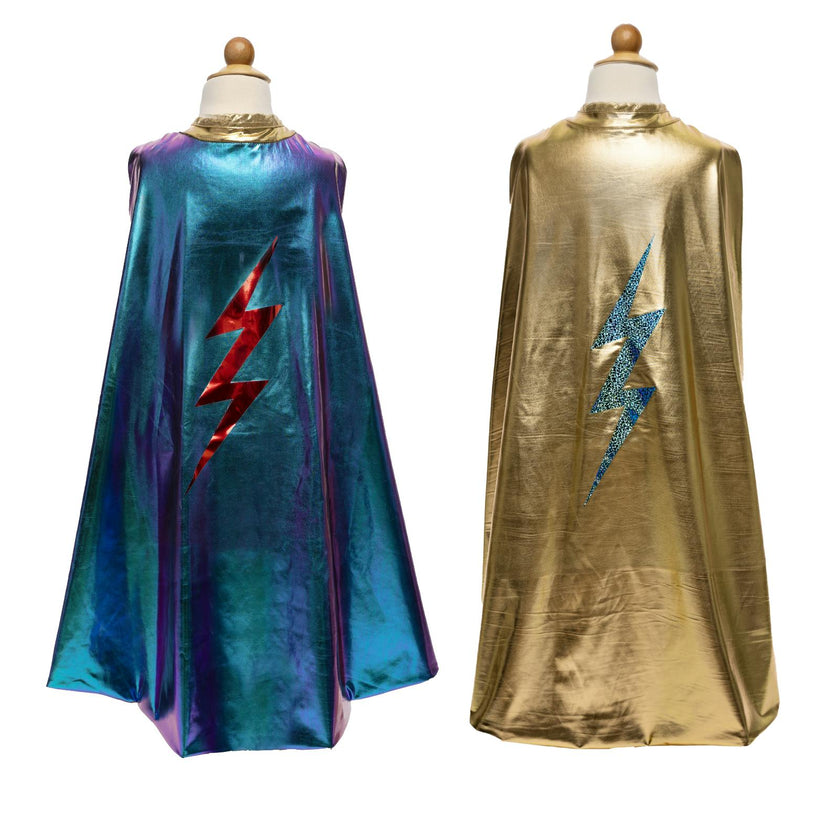 Reversible Blue Lightning Holographic Cape