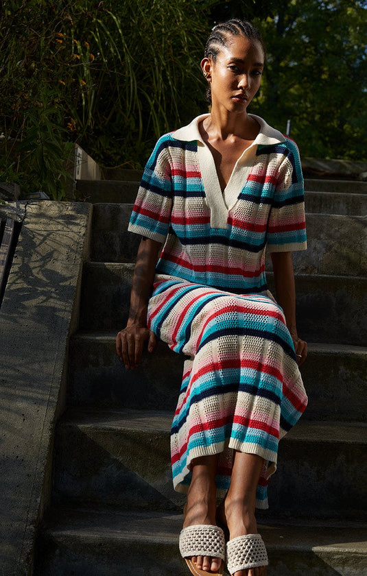 EMMIE STRIPE DRESS | NAVY + IVORY STRIPE