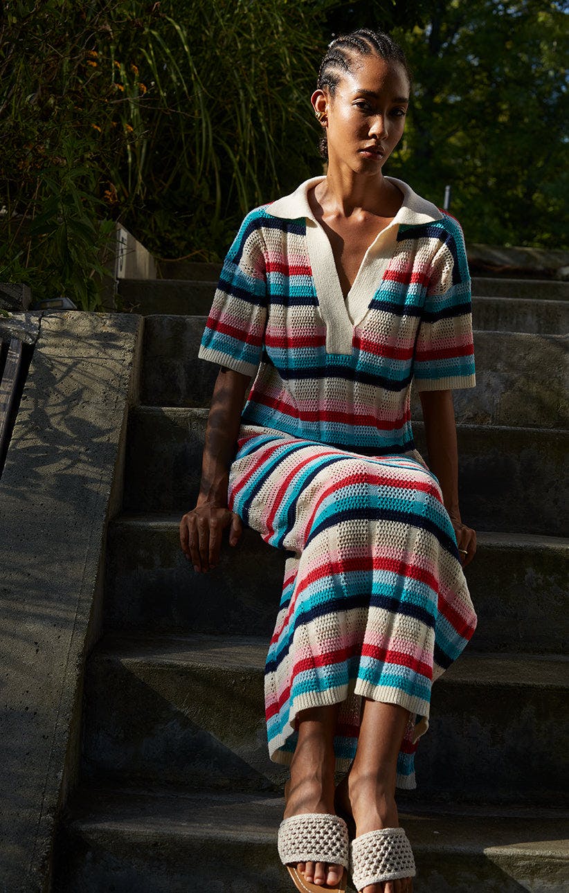 EMMIE STRIPE DRESS | NAVY + IVORY STRIPE
