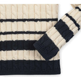 Organic Roll Neck Cable Sweater, White