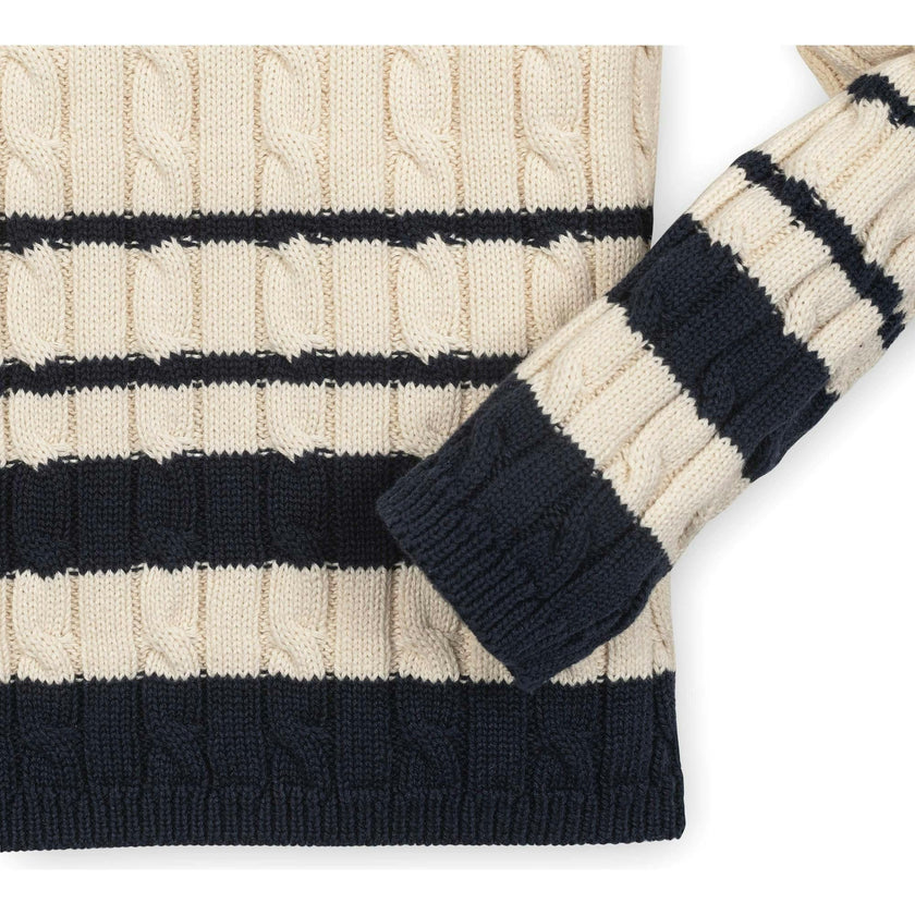 Organic Roll Neck Cable Sweater, White