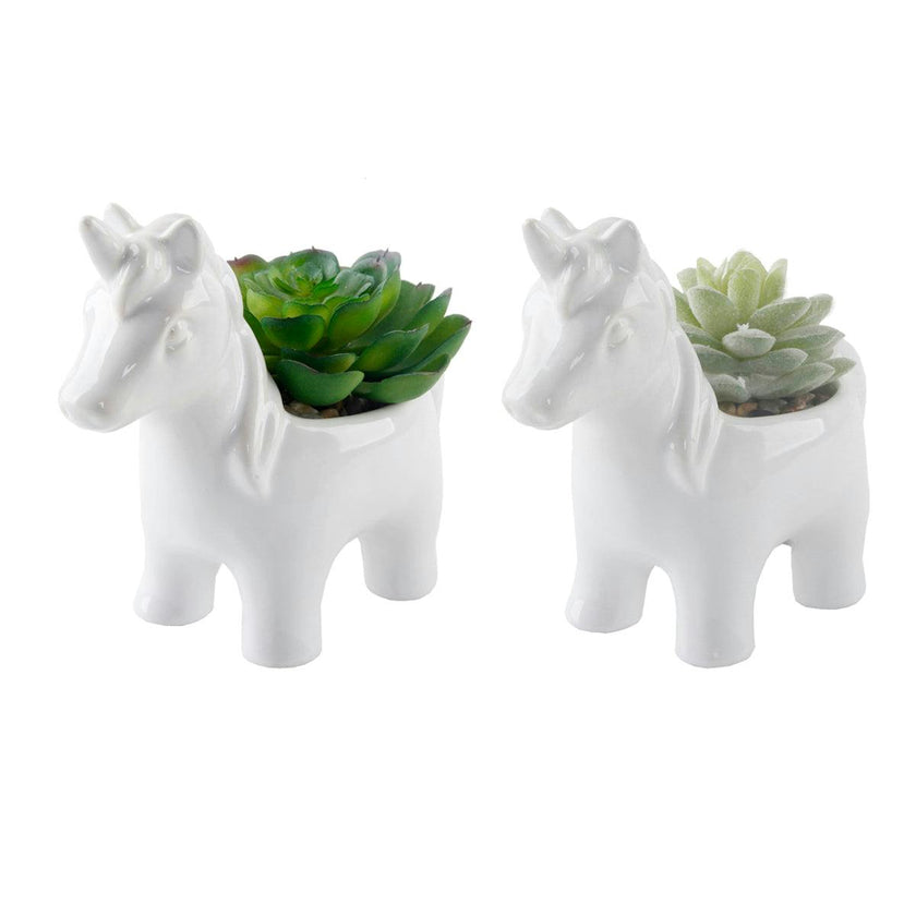 Teal Ceramic Faux Succulents
