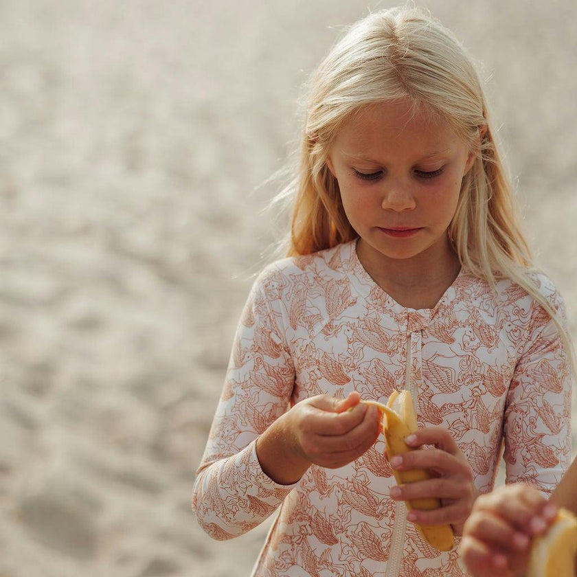 Long Sleeve Rashguard Ruffle Swimsuit | UPF + Recycled - Pegasus