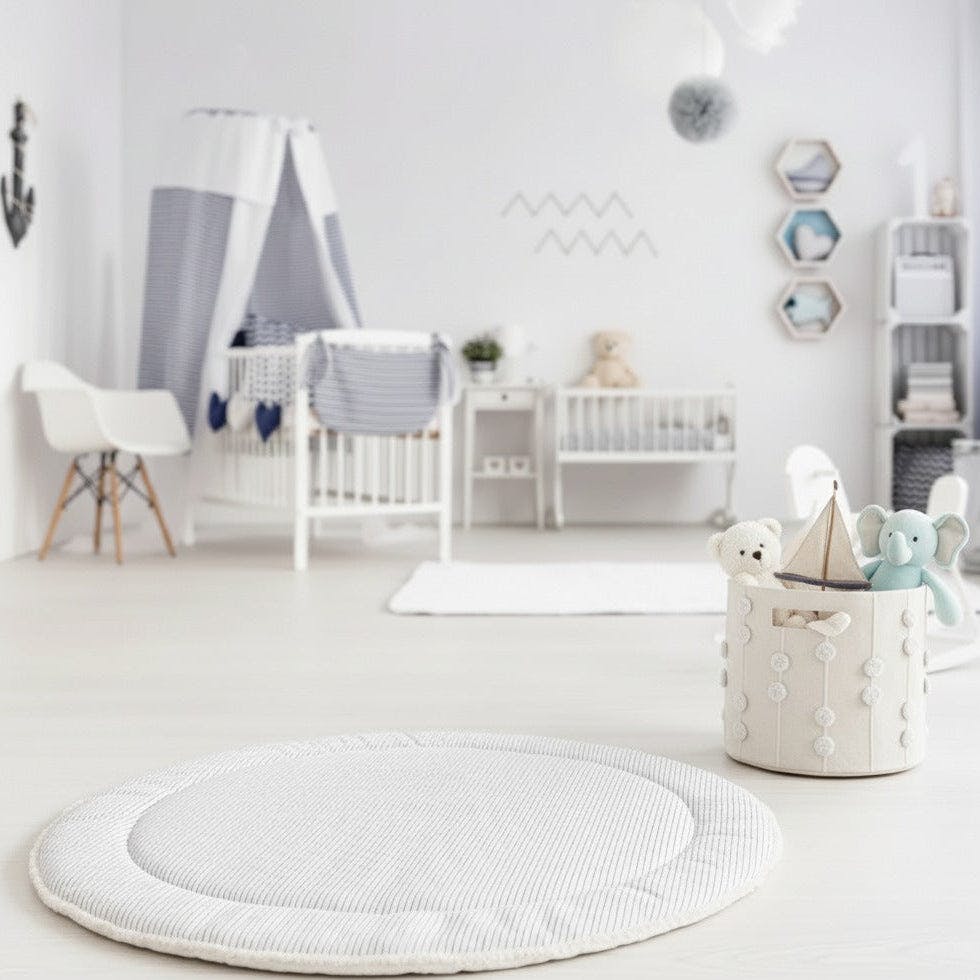Handmade Canvas Storage Basket Pom Pom