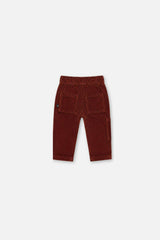 Baby Stretch Corduroy Pants with Cargo Pocket Reddish-Brown