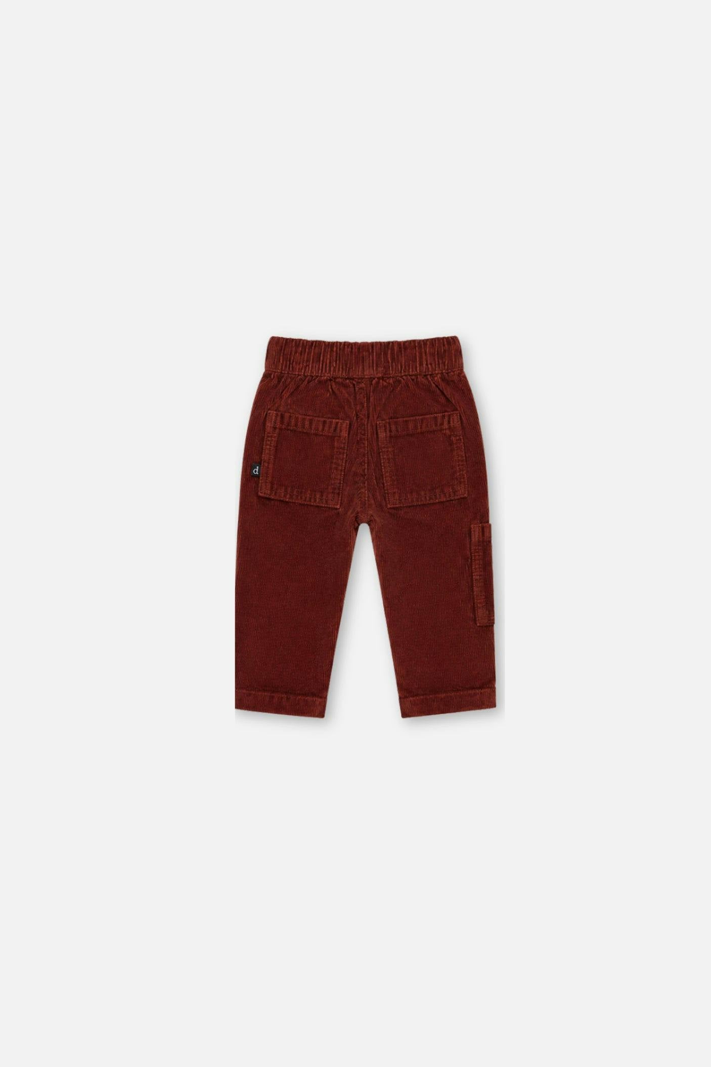 Baby Stretch Corduroy Pants with Cargo Pocket Reddish-Brown