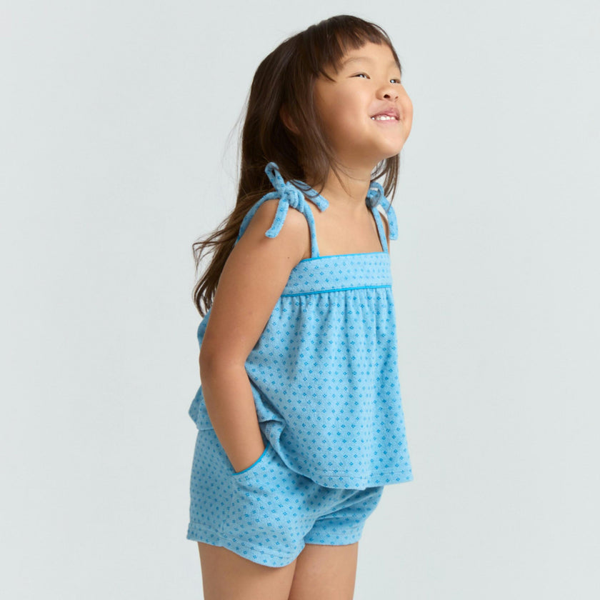 girls le marin dot french terry tie top and short set