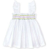 The Harper Set in Classic White with Rainbow Smocking