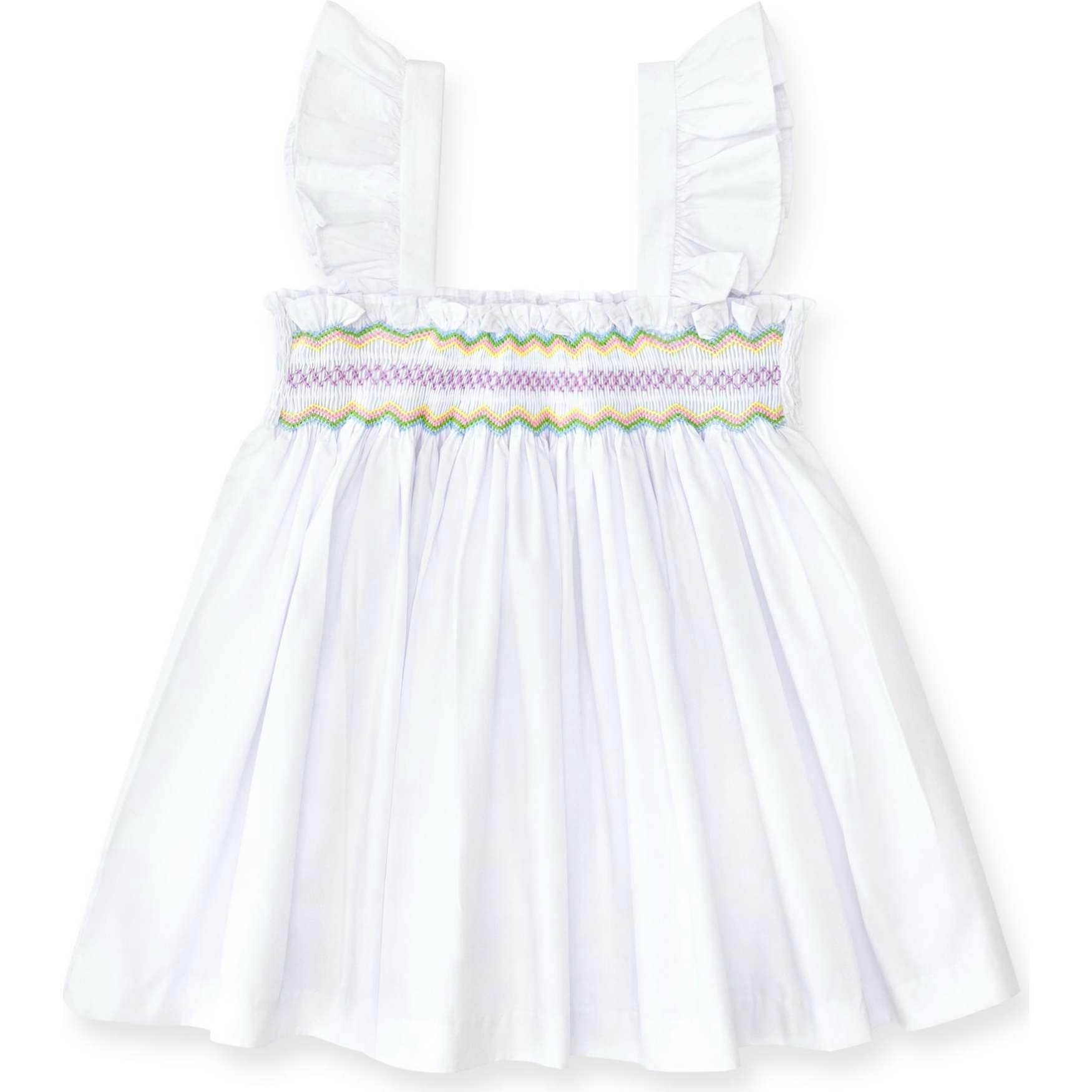 The Harper Set in Classic White with Rainbow Smocking