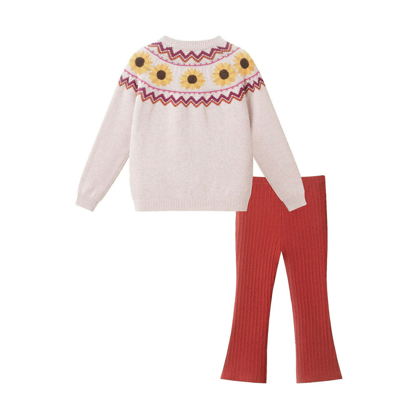 Kids Fair Isle Sweater W/Flare Legging Set