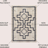 Ashkii Minimalist Medallion Machine-Washable Area Rug, White
