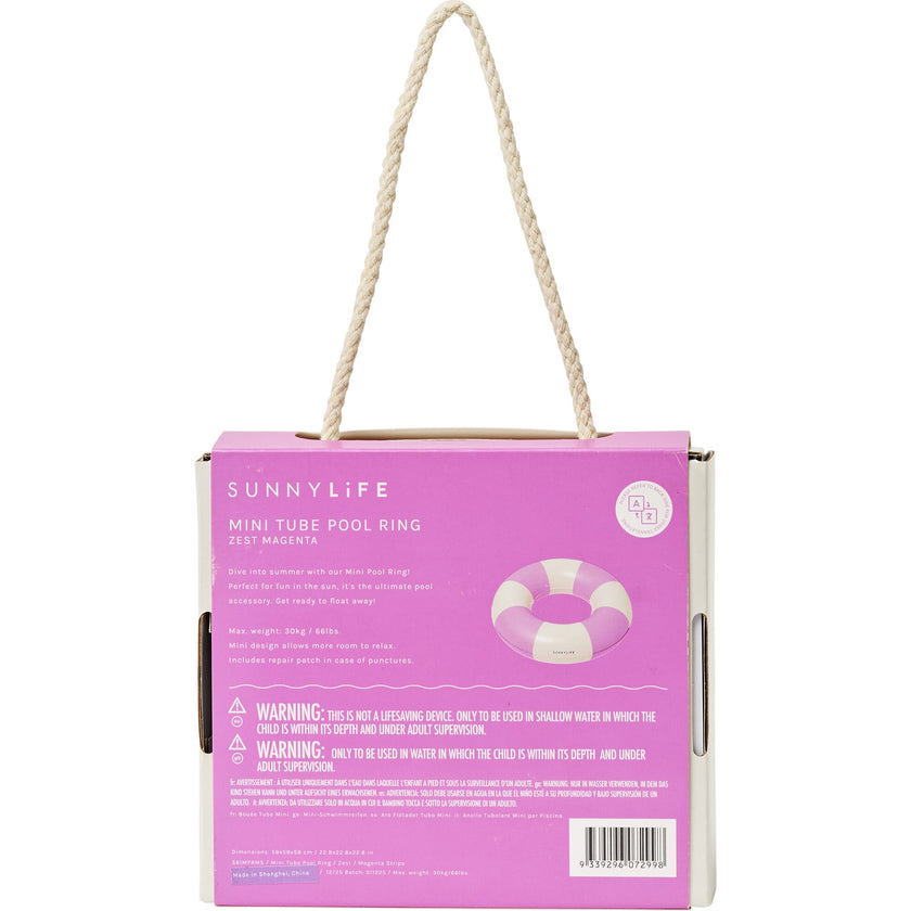 Mini Tube Pool Ring: Zest Magenta Stripe