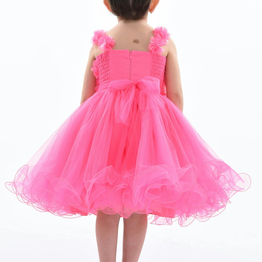 Neon Pink Rose Campanula Dress