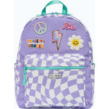 Checkered Pattern Backpack With Patches