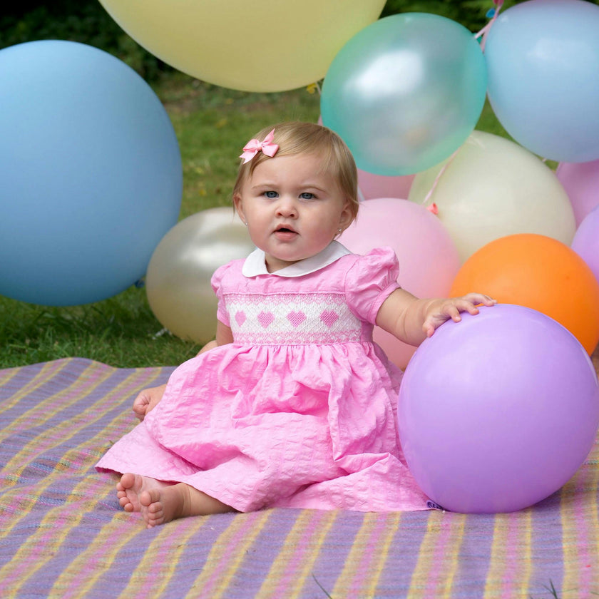 Seersucker Heart Smocked Dress and Bloomers