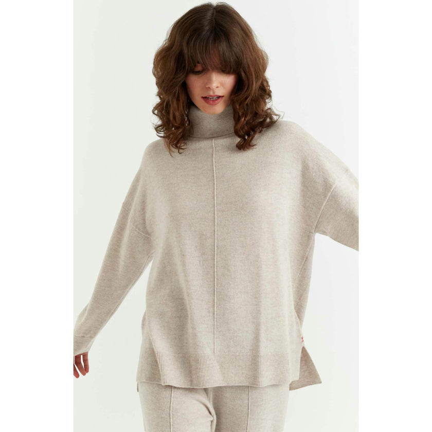 Relaxed Roll Neck Wool & Cashmere Sweater