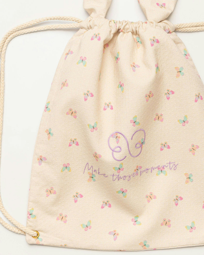 Bunny Drawstring Backpack - Butterflies