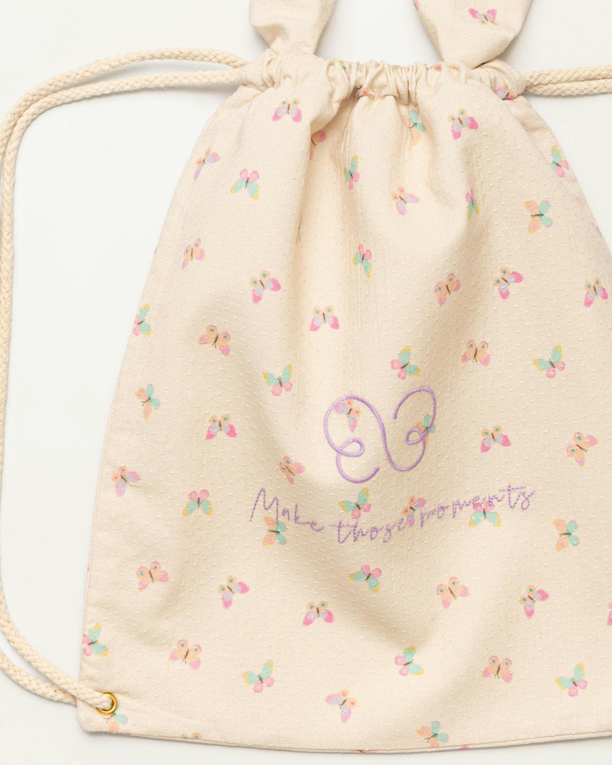 Bunny Drawstring Backpack - Butterflies