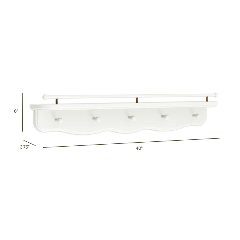 Liberty 31" Wall Shelf with Hooks in Warm White