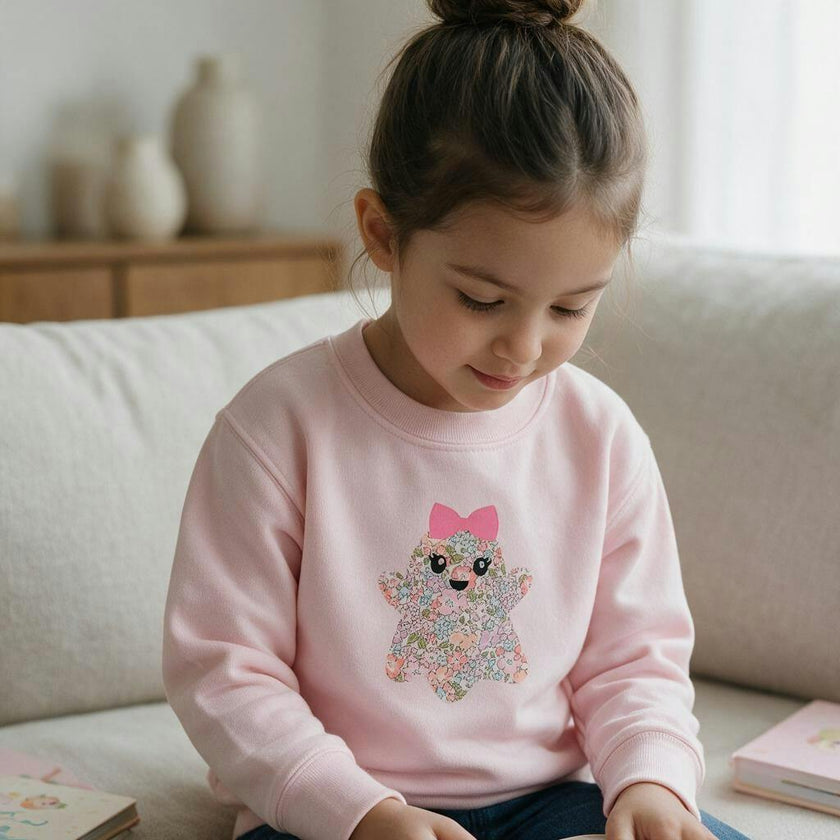 Liberty of London children's ghost design pale pink jumper