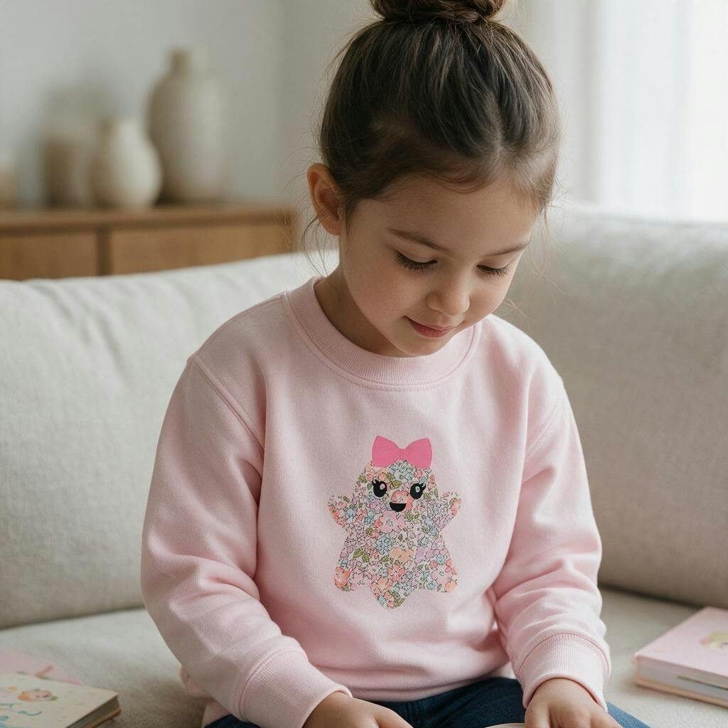 Liberty of London children's ghost design pale pink jumper