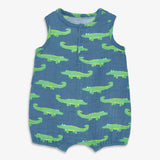 Baby cotton gauze bubble shortie in gator pals