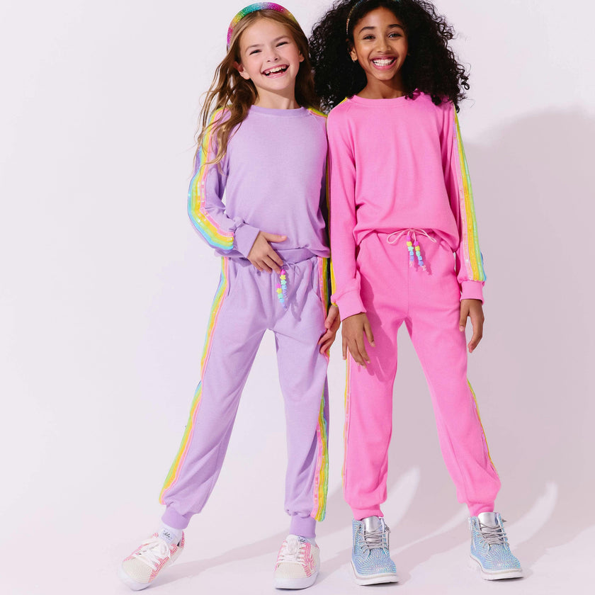 Pink Rainbow Sequin Set