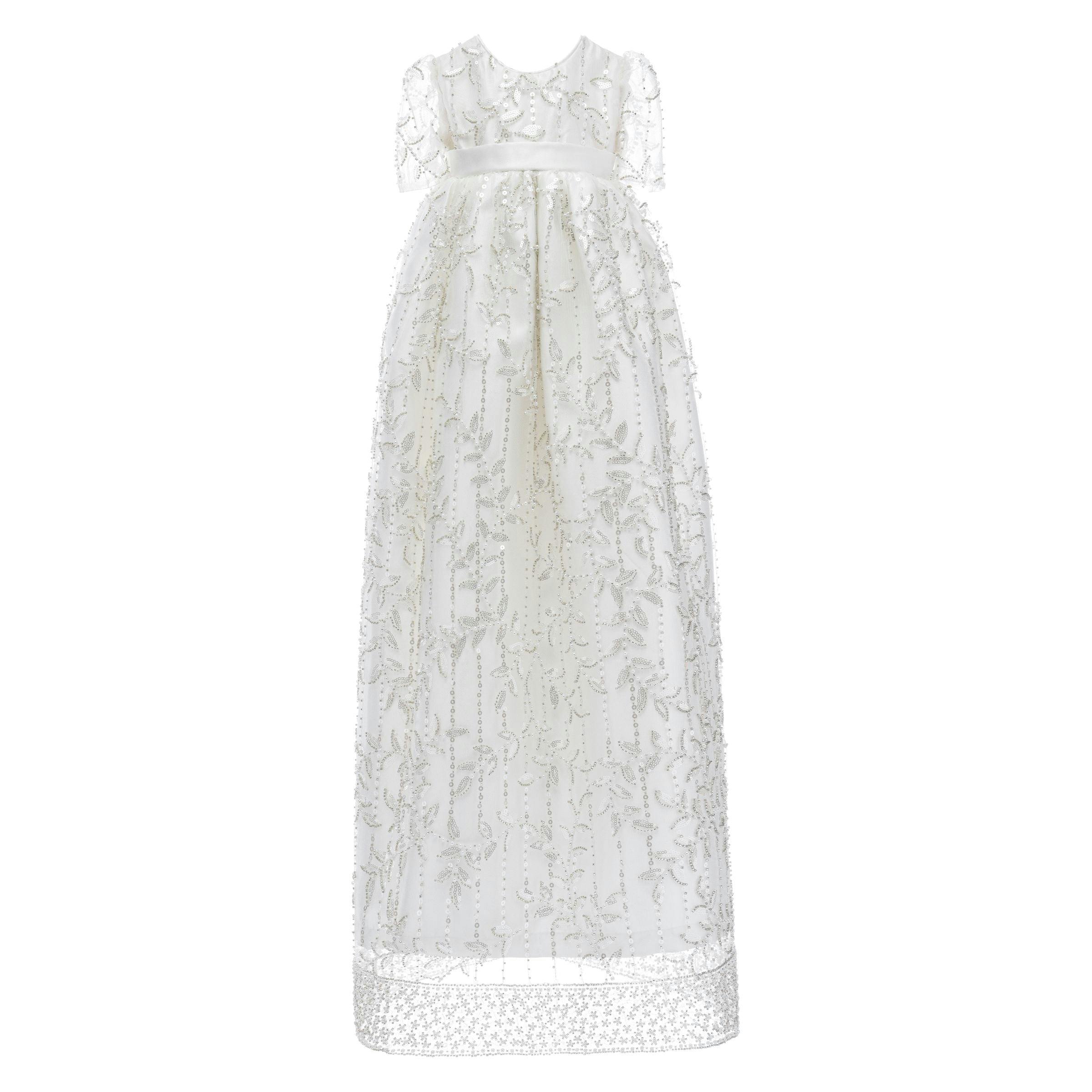 White Embroidered Christening Dress & Bonnet Set