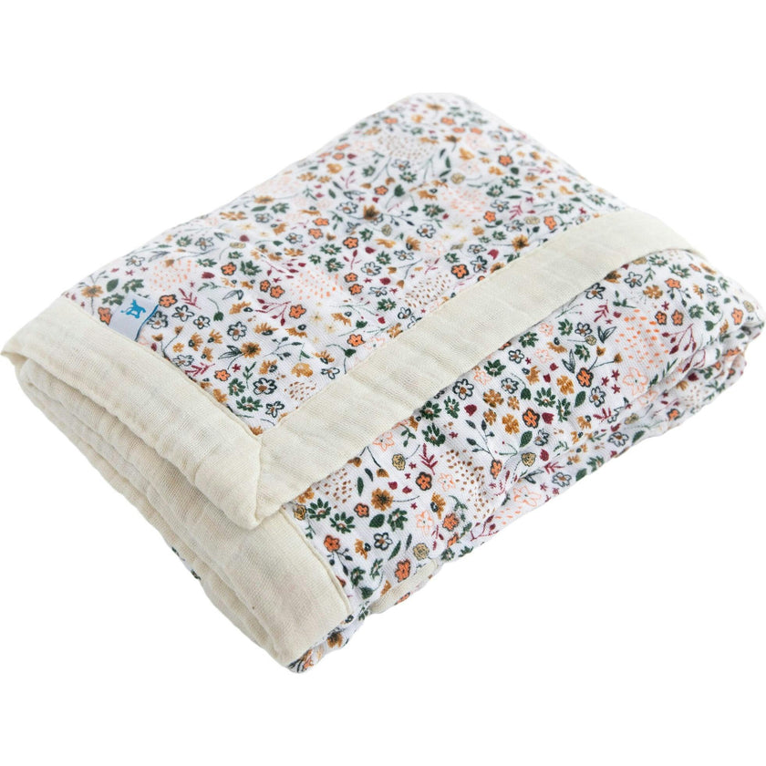 Cotton Muslin Baby Quilt - Pressed Petals