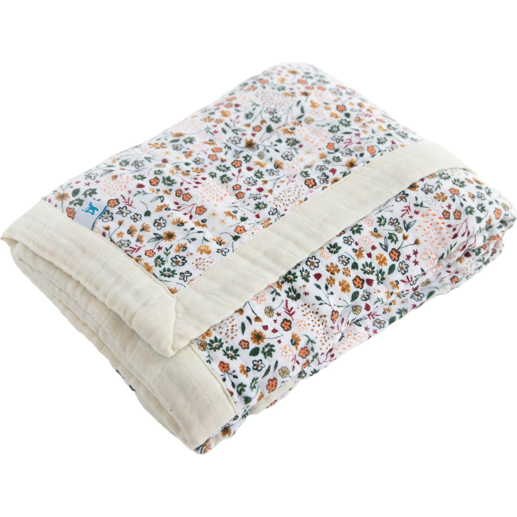Cotton Muslin Baby Quilt - Pressed Petals