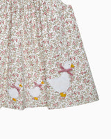 Baby Cord Ditsy Floral Duck Pinafore in Pink