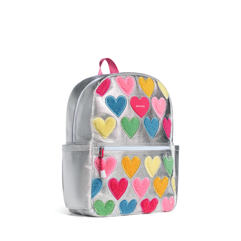 Kane Backpack, Metallic Happy Fuzzy Hearts