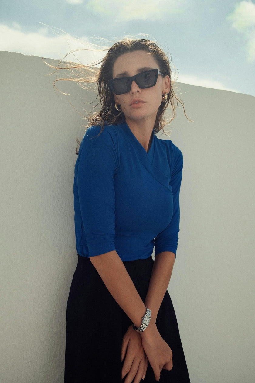 FAUX WRAP MODAL T SHIRT