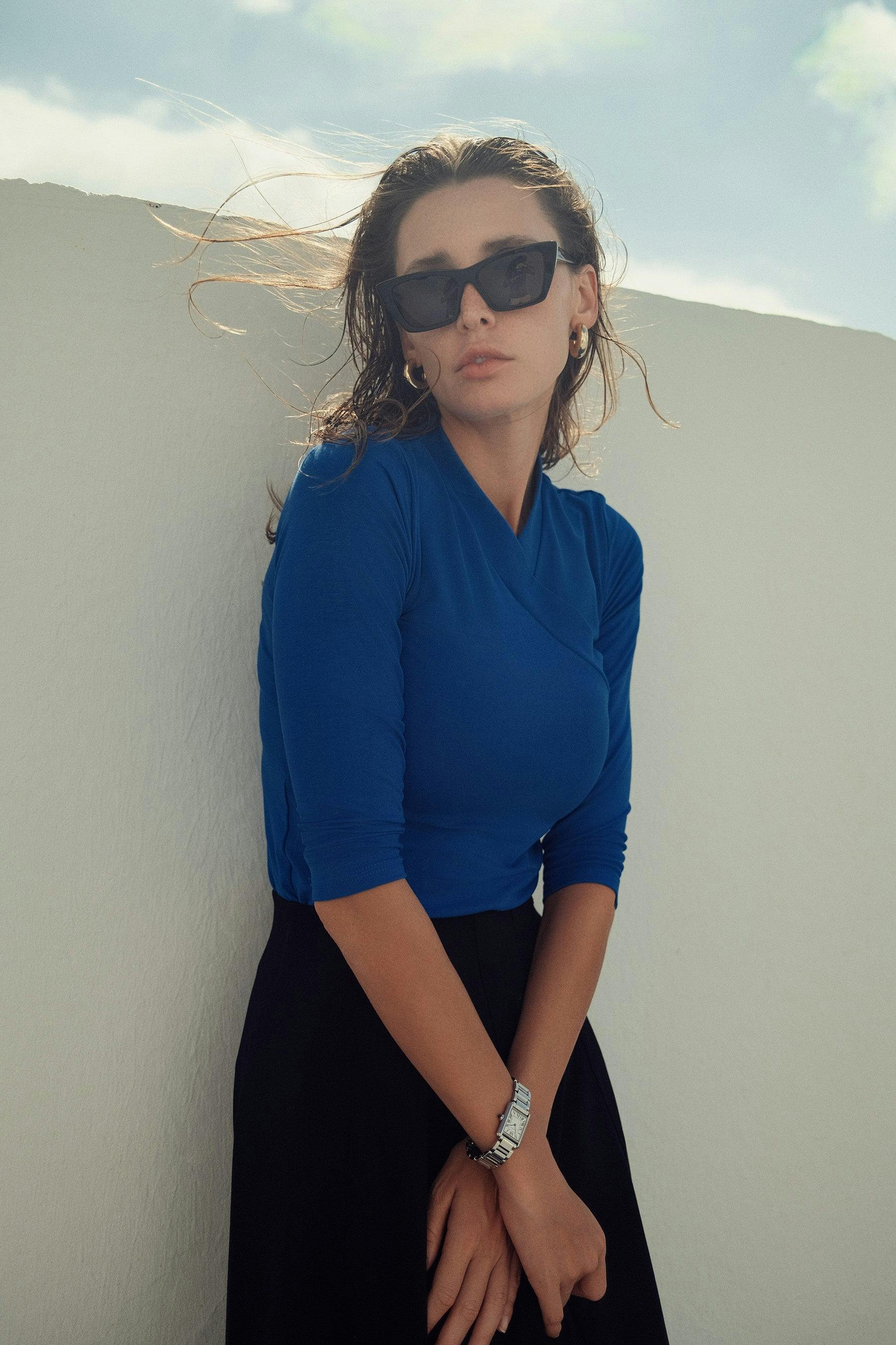 FAUX WRAP MODAL T SHIRT