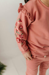 Girls Ruffle Sweatshirt in Holly Dust Floral