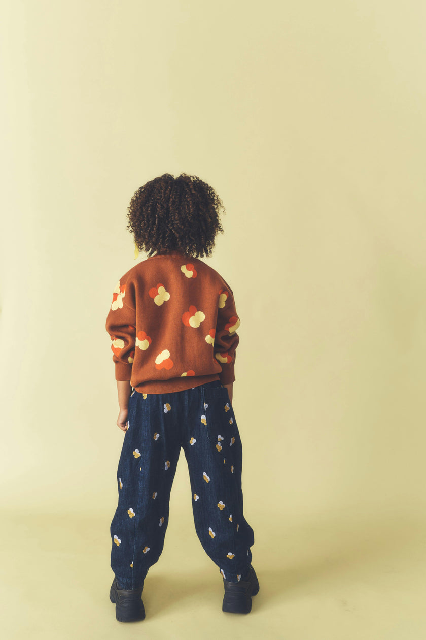 Kids Manu Embroidered Denim Barrel Jeans