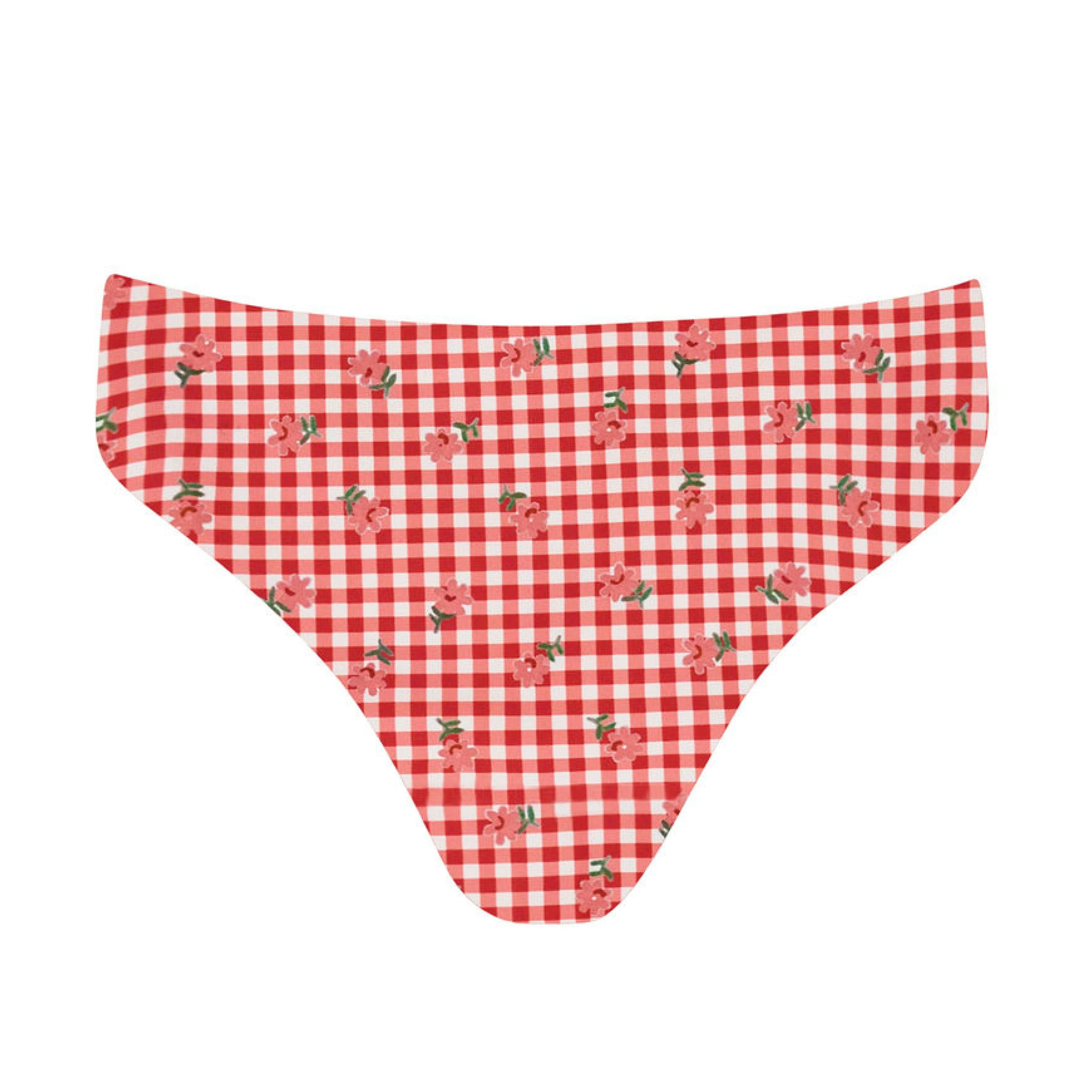 women's cranberry gingham mid rise bikini bottom
