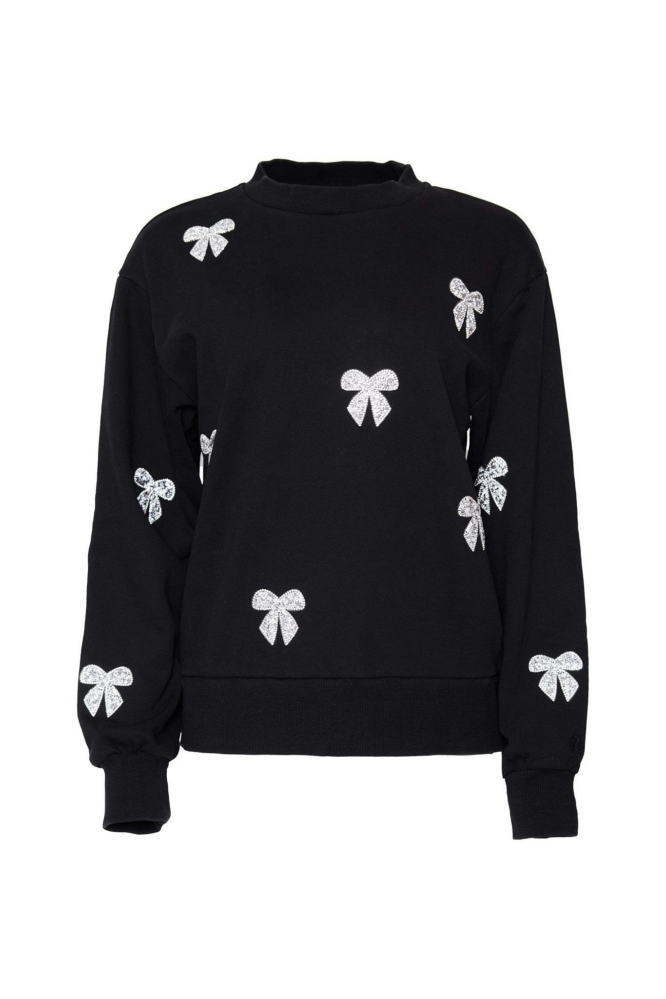 Micah Crew Neck Sweatshirt in Black & Bows