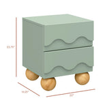 Lido Wave Assembled Nightstand in Light Sage/Honey