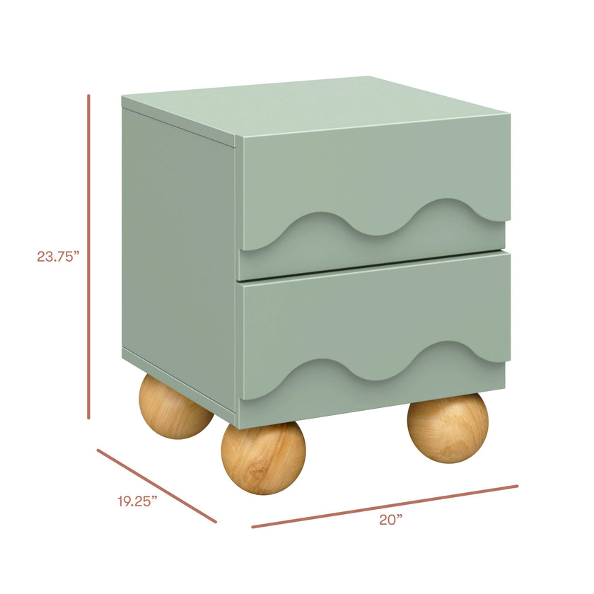 Lido Wave Assembled Nightstand in Light Sage/Honey