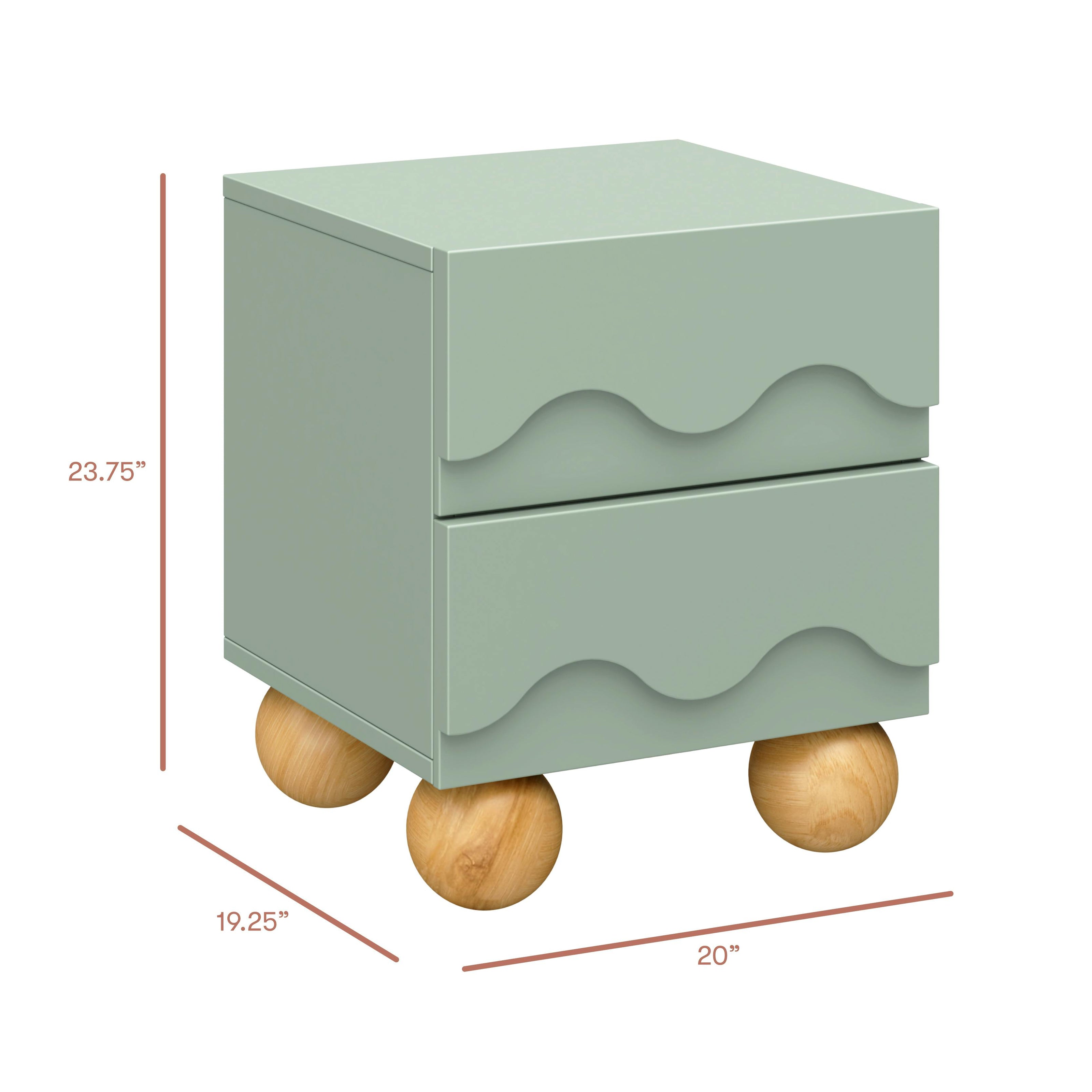 Lido Wave Assembled Nightstand in Light Sage/Honey