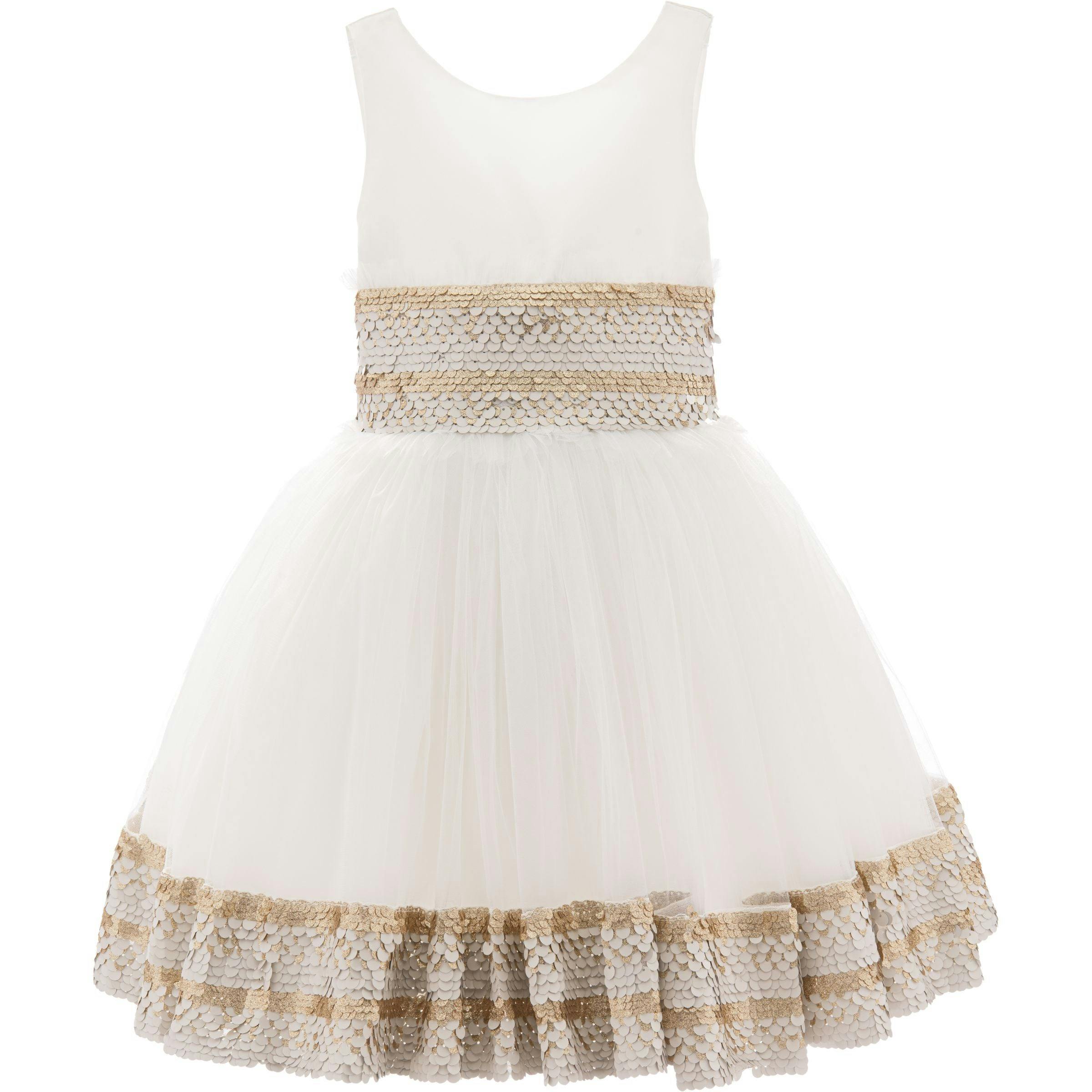 White Lorelei Sequin Hem Dress