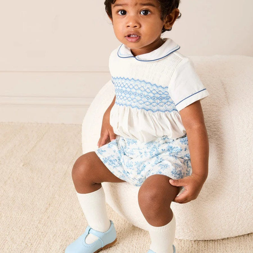 Leather T-Bar Baby Shoes in Sky Blue (20-26EU)