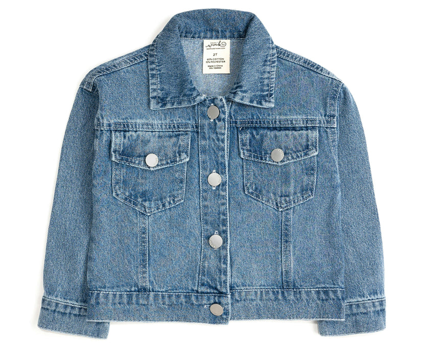 Apple Bow Sequin Patch Denim Jacket
