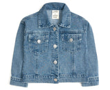 Blue Plaid Bow Patch Denim Jacket